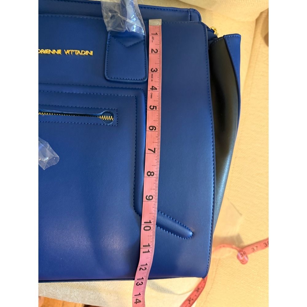 Adrienne Vittadini Tote Blue Black Gold Hardware New Business Travel Bag - Picture 12 of 13